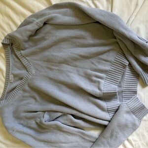Brandy Melville Gray V-Neck Sweater with Ribbed Detailing